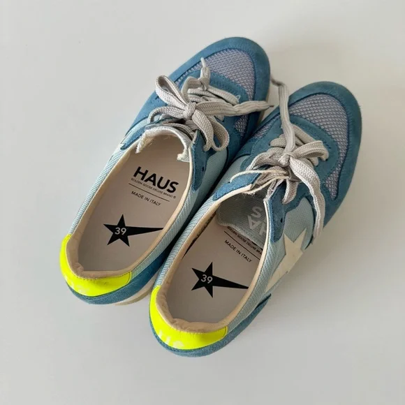 Haus Golden Goose Blue Sneakers with Neon Accents, Size 39 - Picture 2 of 6